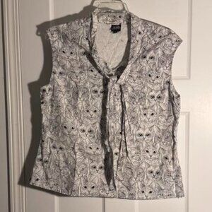 Retrolicious Bow Top size 1x Cat Print!